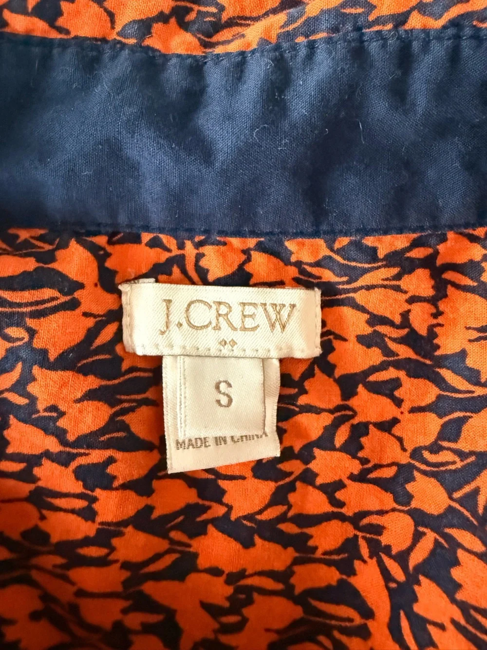 J. Crew Orange & Navy Floral Half Button-Down Shirt